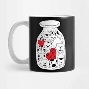 Cat doodles in bottle-valentines day Mug